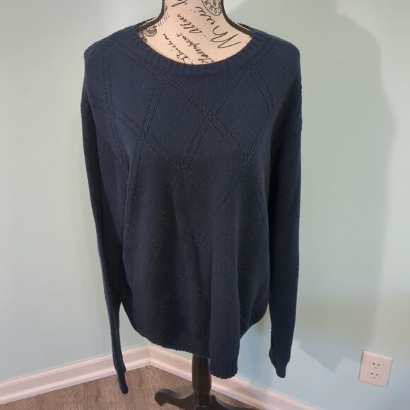 Izod Blue Crew Neck Sweater Men’s large cotton dad core grandpa classic preppy t - Picture 1 of 5